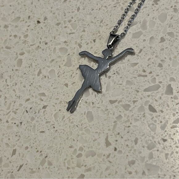 Stainless Steel Ballet Dancer Themed Pendant Necklace - Picture 5 of 9
